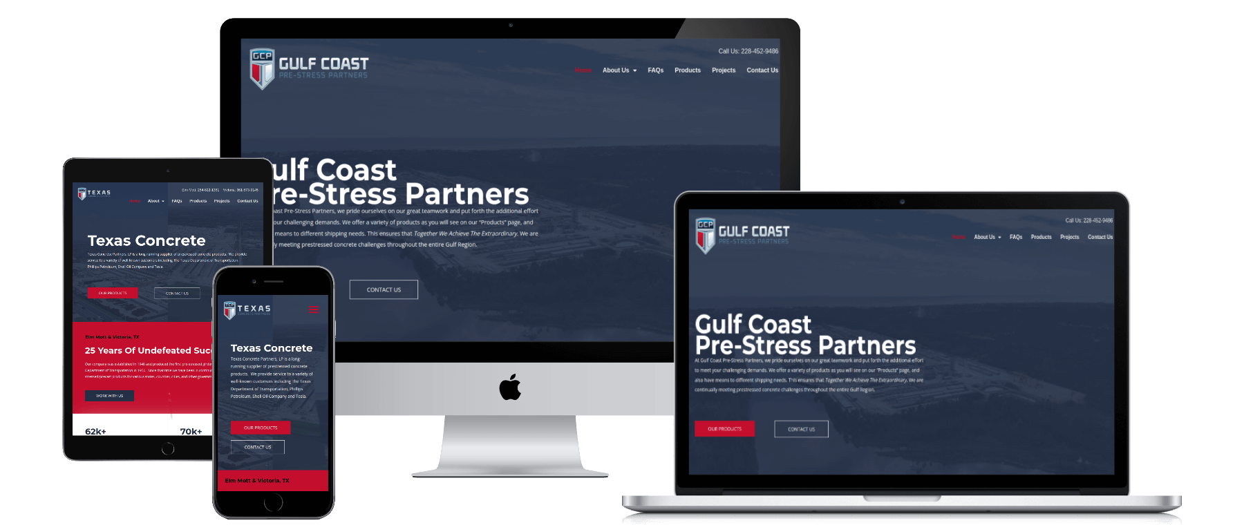 Gulf Coast Pre-Stress and Texas Concrete Partners website design preview