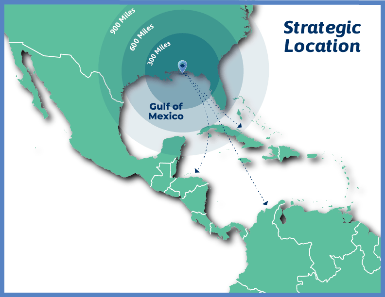 Port of Pascagoula website design with illustrated image of Gulf of Mexico