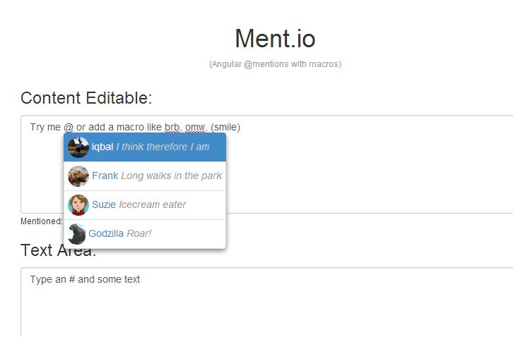 Ment.io @Mentions with Macros